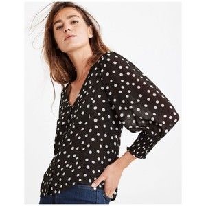 MADEWELL Smocked-Cuff Button-Front Shirt in Big Dot